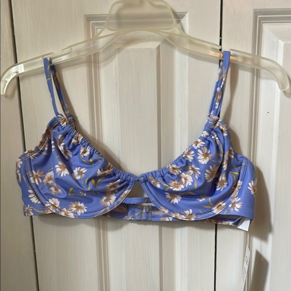 Floral Blue Bikini Top
